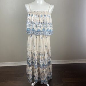 JOIE Size Small Bohemian Sorne Print Popover Maxi Dress color SEPCA Orig $448